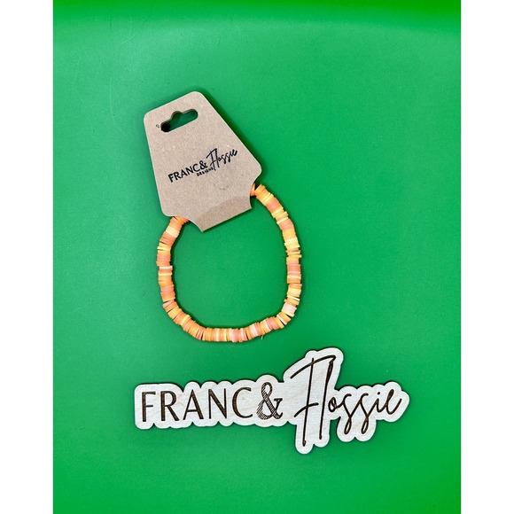 Franc & Flossie Designs Jewelry - Franc & Flossie Heishi Bracelet Womens OS Orange New Boho Clay Bead Stretch